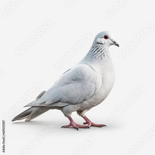 Ethereal Elegance: A White Pigeon's Tranquil Poise,pigeon isolated on white background