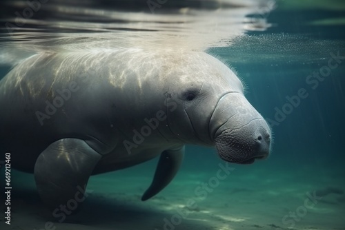 dugong breathing during the morning