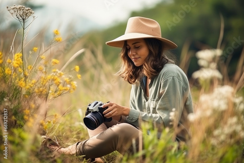 Female trailblazers in the field of environmental conservation, love and creativity with copy space photo