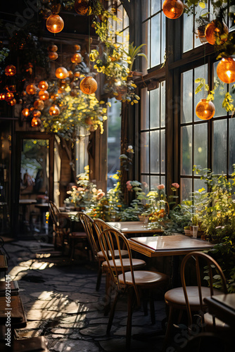 Timeless Elegance: A Cozy Afternoon at the Cafe Patio,cafe in the city,cafe in the town © Moon