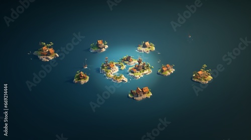 Isometric map of many isles in the carribean sea