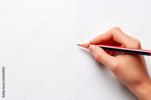Hand writing or drawing with pen on a white background, banner, poster, copy space