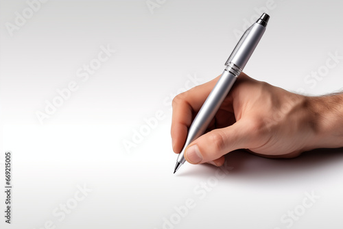 Hand writing with pencil on a white background, banner, poster, copy space