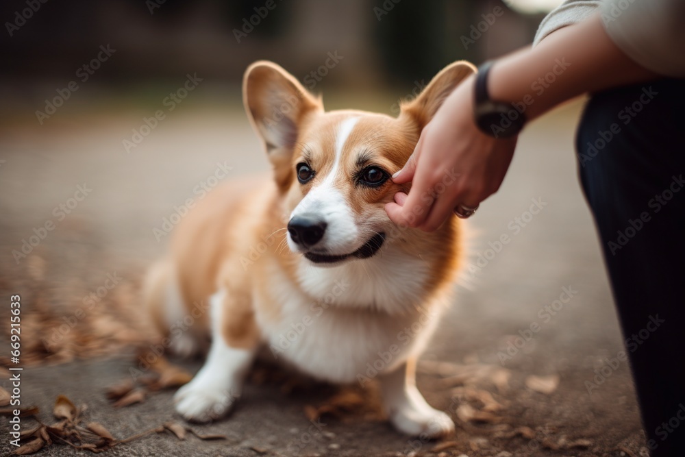 couple caresses their dog couple caresses their dog