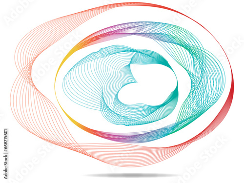 Abstract colorful wave circle line on transparent background modern stream wave and wave curve round lines background. Vector business Illustration pattern of lines in transparent background
