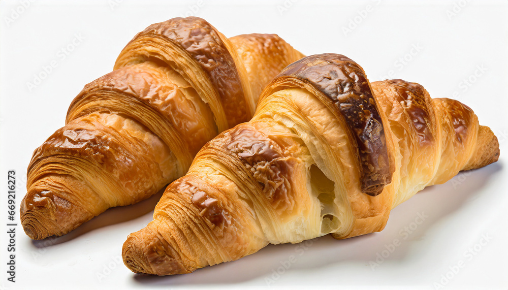 pair of croissants isolated on white background
