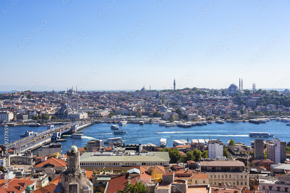 Aerial view of Istanbul from the famous Galata Towe