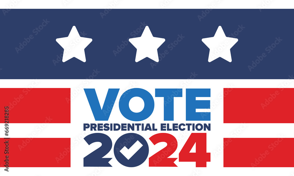 Presidential Election 2024 in United States. Vote day, November 5. US Election. Patriotic american element. Poster, card, banner and background. Vector illustration Presidential Election 2024 in United States. Vote day, November 5. US Election. Patriotic american element. Poster, card, banner and background. Vector illustration