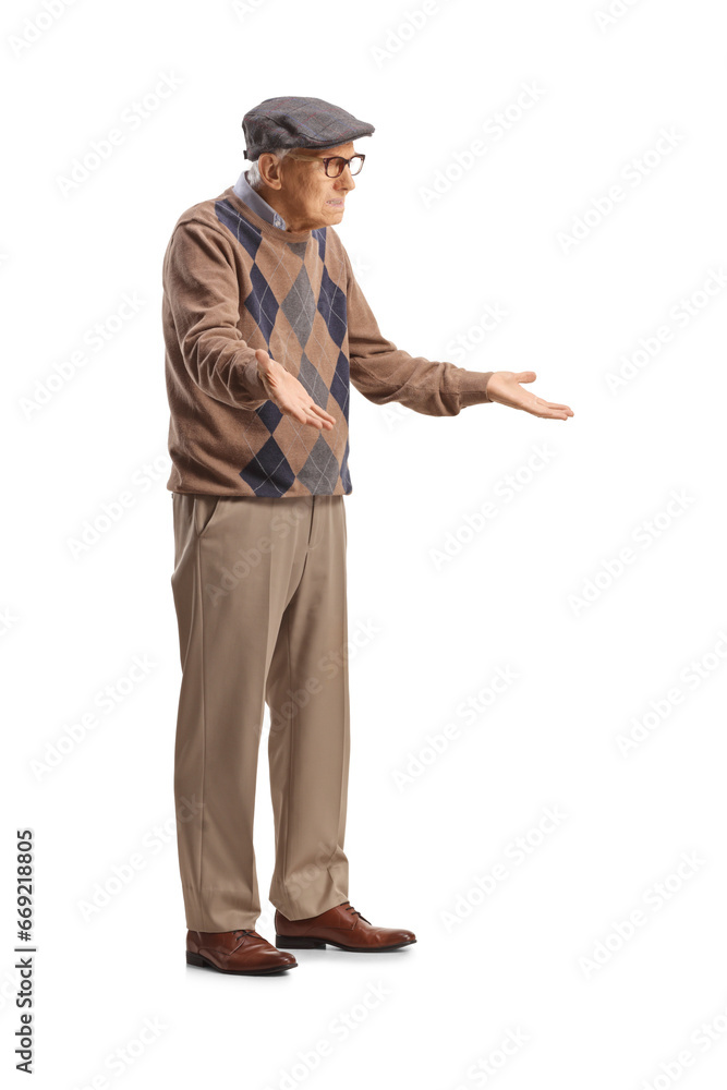 Angry elderly man gesturing with hands Angry elderly man gesturing with hands