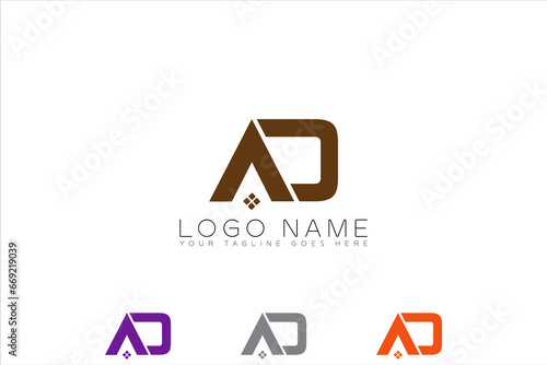 A D real estate logo design,Creative property logo design.Alphabet letter icon logo AD