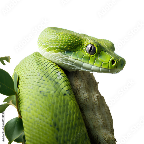 close up of a green snake