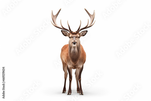 The King of the Forest  A Stunning Image of a Stag with Antlers deer isolated on white