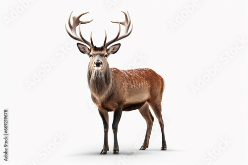 Fototapeta Naklejka Na Ścianę i Meble -  The King of the Forest: A Stunning Image of a Stag with Antlers,deer isolated on white