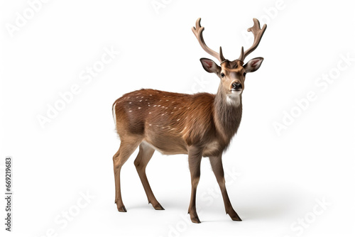 The King of the Forest: A Stunning Image of a Stag with Antlers,deer isolated on white © Moon
