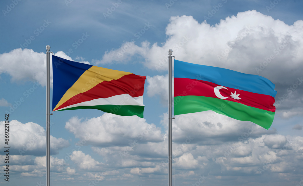 Azerbaijan and Seychelles flags, country relationship concept Azerbaijan and Seychelles flags, country relationship concept