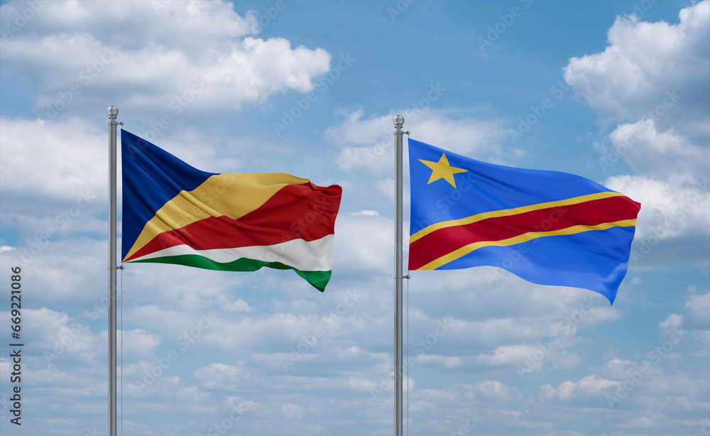 Congo and Seychelles flags, country relationship concept Congo and Seychelles flags, country relationship concept