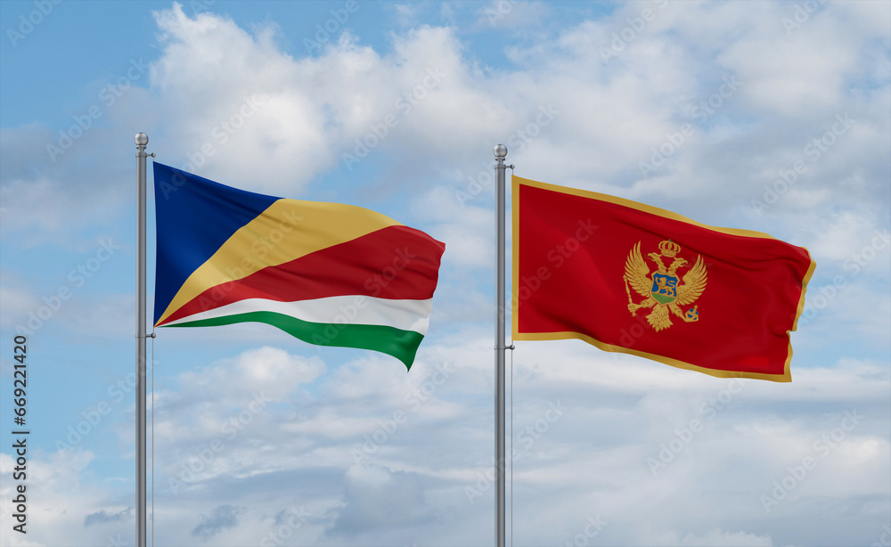 Montenegro and Seychelles flags, country relationship concept Montenegro and Seychelles flags, country relationship concept