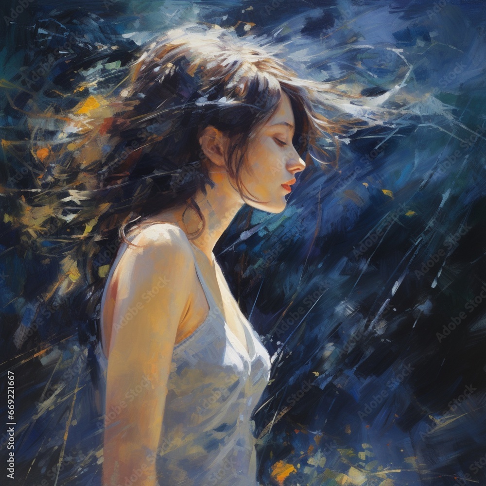 An impressionistic oil painting side view time syn Ai generated art An impressionistic oil painting side view time syn Ai generated art