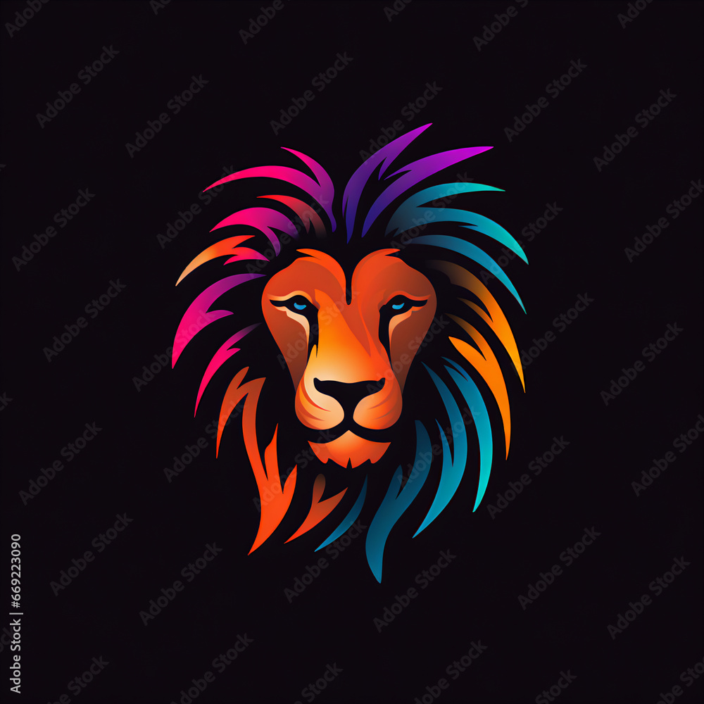 Modern Minimalist Lion Icon Logo in High-Resolution with Bold Colors and Clean Lines