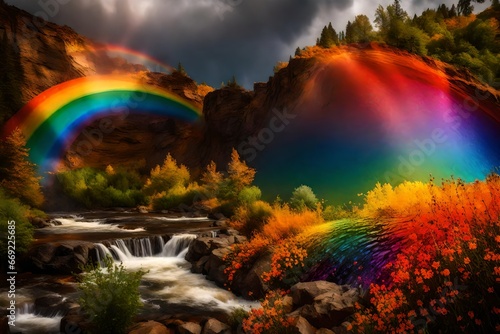 rainbow over the waterfall