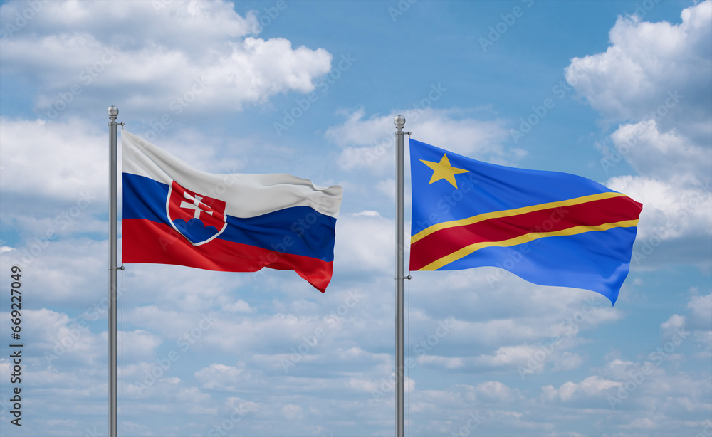 Congo and Slovakia flags, country relationship concept Congo and Slovakia flags, country relationship concept