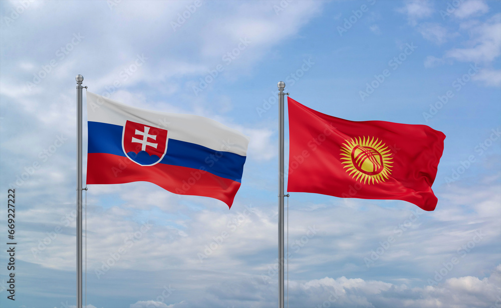 Kyrgyzstan and Slovakia flags, country relationship concept Kyrgyzstan and Slovakia flags, country relationship concept