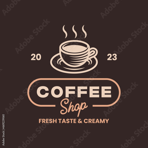 Coffee Shop Logos  Badges and Labels Design Isolated. Cup  coffee  cafe vintage style objects retro vector illustration isolated