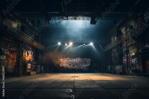 Empty Concert Stage - Fog Machine, Light Show, Music Concert, Hip-Hop Concert Stage, Backdrop
