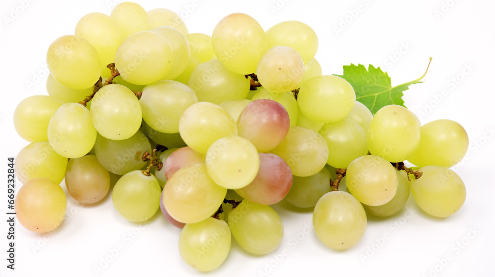 Bright Muscat grapes dismembered atop a fair background. Bright Muscat grapes dismembered atop a fair background.