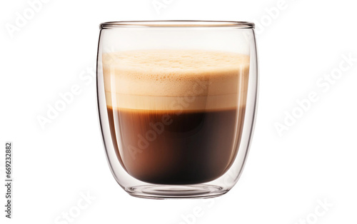 Coffee Bliss: Double-Walled Glass Cup on a Transparent Background