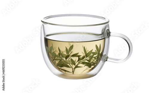 Tea Time Elegance: Double-Walled Glass Teacup on a Transparent Background