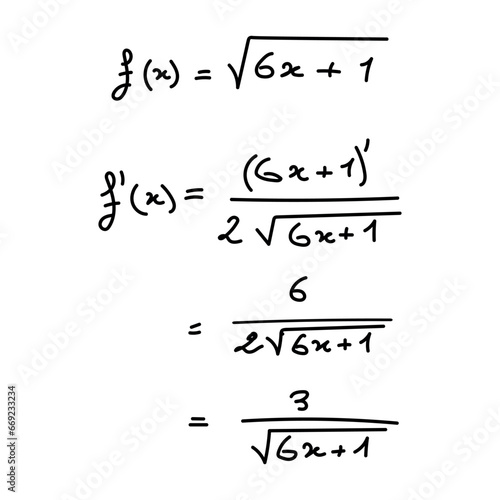 Derivative of function examples. Irrational function rule formula in  calculus. Mathematics resources for teachers and students.