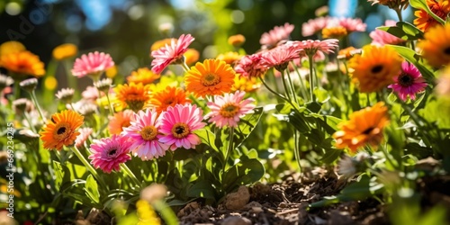 Wallpaper Mural Colorful flowers blooming in the garden on a sunny day. Torontodigital.ca