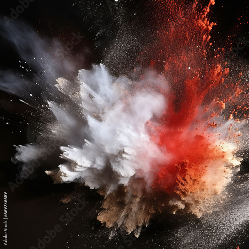 Abstract white and red powder explosion background