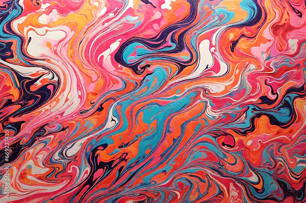 Fluid marbled background in vibrant colors