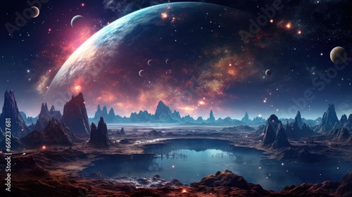 Science fiction, fantasy universe space cosmos galaxy wallpaper background © Irina
