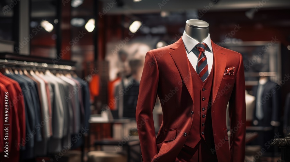 Man casual expensive jacket suit mannequin in luxury store wallpaper background Man casual expensive jacket suit mannequin in luxury store wallpaper background