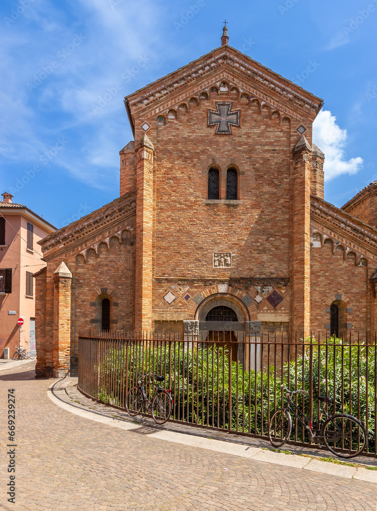 Vertical Exposure of the Basilica Santuario Santo Stefano - Complesso delle Sette Chiese, Cluster of Chapels, crypts and vaults built over centuries, displaying remains of medieval frescoes.