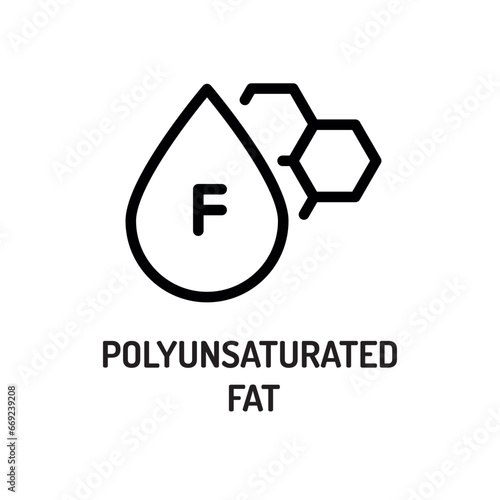 Polyunsaturated fat line black icon. Nutrition facts.