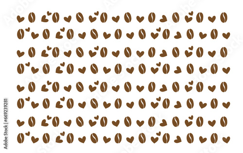 vector illustration of coffee bean pattern including seamless on white background. sketch of coffee beans. Hand drawn coffee beans vector.