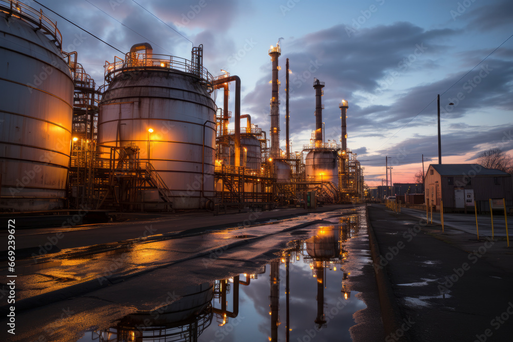 Twilight's Embrace: Industry Meets Nature's Palette