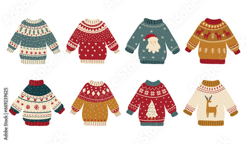 Collection of ugly Christmas sweaters