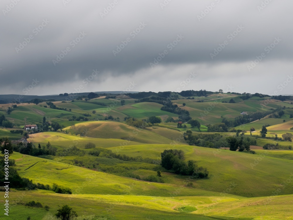 Obraz premium landscape with hills and clouds