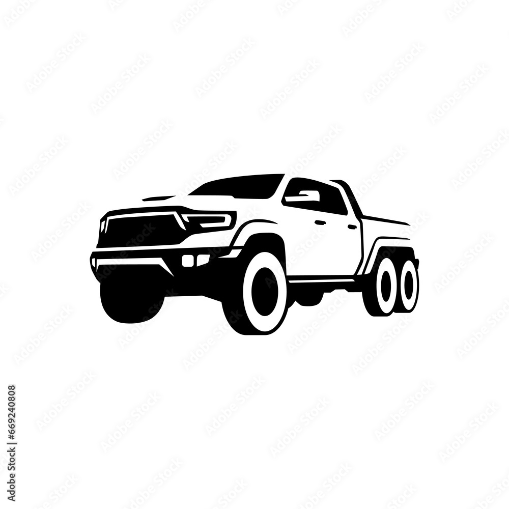 vector big truck double wheel on white background. use for logo or illustration
