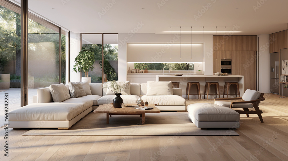 Fototapeta premium Beautiful modern living room with natural light