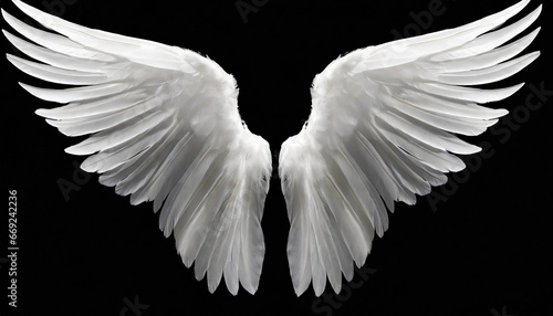 isolated white angel wing black background realistic © Alicia