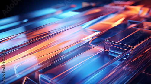 Neon glowing cubes, beautiful abstract background. A futuristic technology, data, AI and analytics concept image