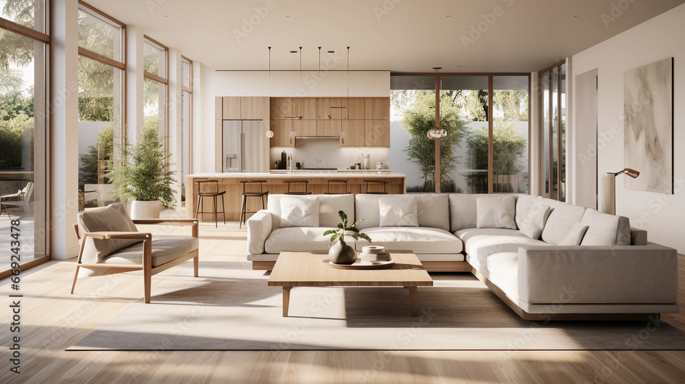 Fototapeta premium Beautiful modern living room with natural light