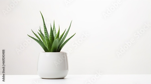 Aloe vera plant in a pot on the table