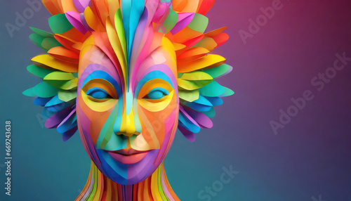 abstract colorful face 3d render